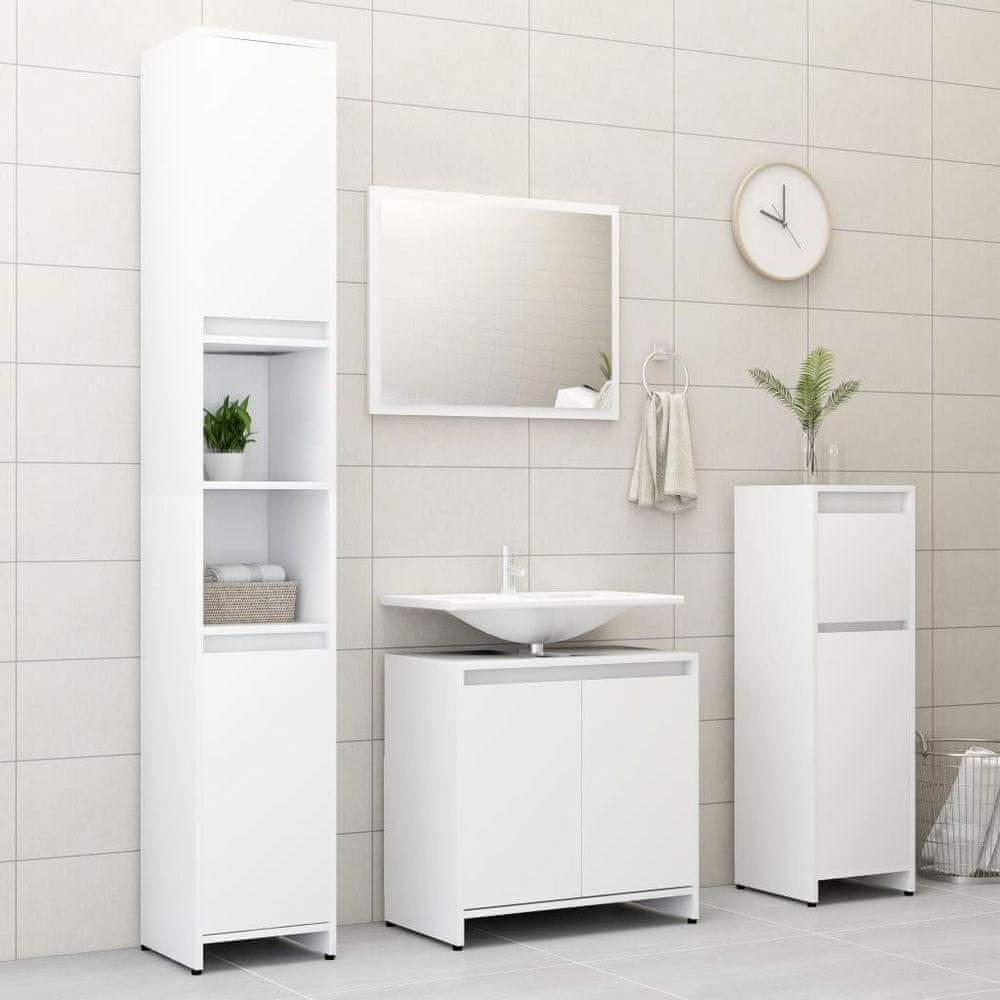 Vidaxl 4-dielna súprava kúpeľňového nábytku, biela, drevotrieska